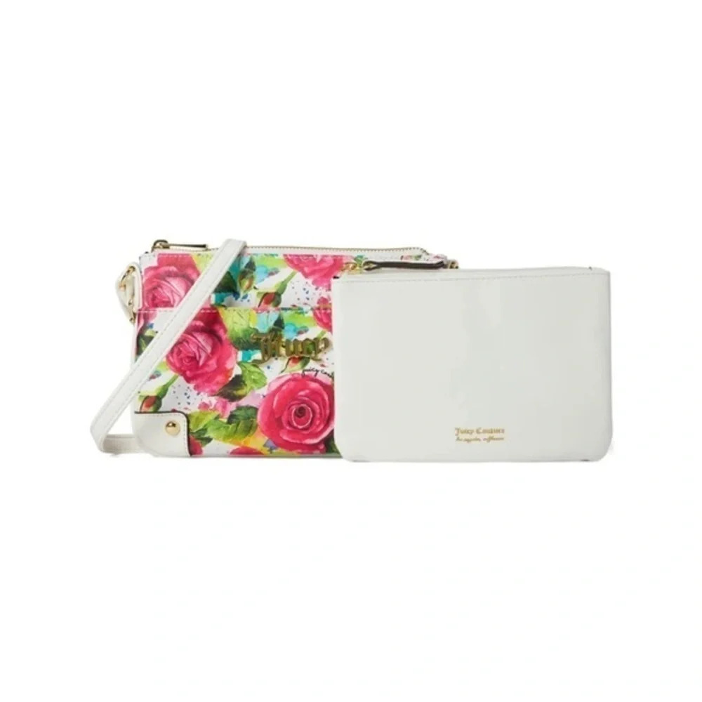 Juicy Couture Floral Rose Crossbody Bag with Removable Pouch NWT - Picture 2 of 6